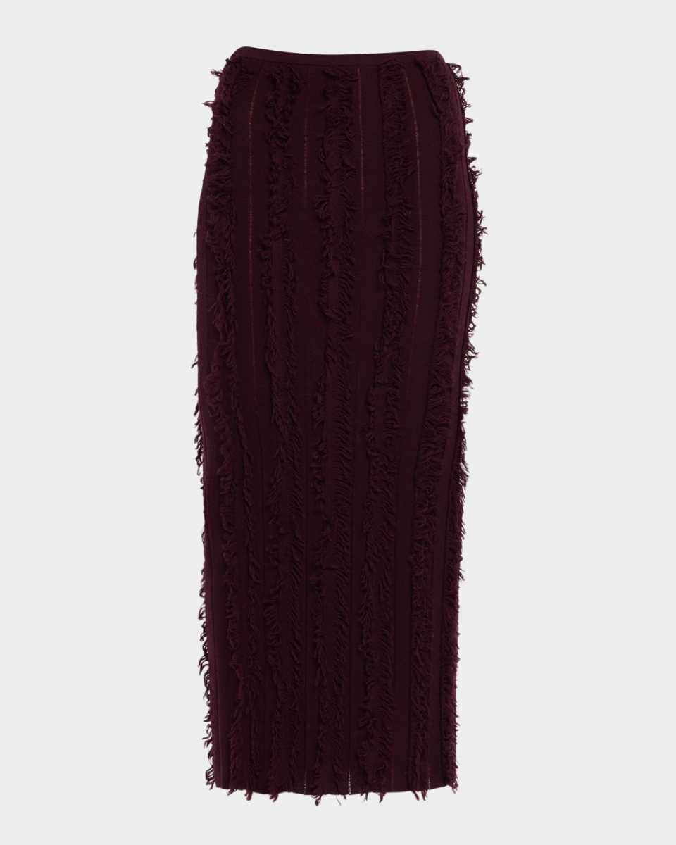 Evangeline Fringed Knit Maxi Pencil Skirt
